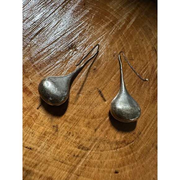 Vtg Sterling Silver Teardrop Long Dangle Drop Earrings Modernist Mid Mod Read - Picture 1 of 16